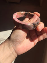 Load image into Gallery viewer, 50.5mm 100% natural pink/black/brown/black chubby round cut rose stone (Rhodonite) bangle SY135
