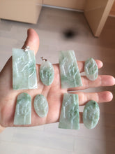 Load image into Gallery viewer, 100% Natural type A light green safe and sound pendant with the carved hieroglyph of &quot;Buddha&quot; jadeite Jade pendant group B99

