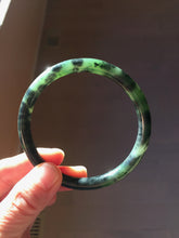 Load image into Gallery viewer, 60.7mm Certified 100% Natural Fresh Young Green/Dark Green/Black Green Ink Painting (绿水墨) Round Cut Nephrite (Wulanhai 乌兰海碧玉) Bangle HF136-7318
