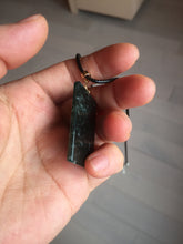 Load image into Gallery viewer, Type A 100% Natural dark green/blue/black Guatemala Jadeite hand/flower The World in a Single Bloom (一花一世界) Safe and sound rectangle pendant PF53
