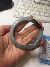 Load image into Gallery viewer, 59.3mm Certified type A 100% Natural oily dark green gray black(油青) Jadeite bangle PE31-2121
