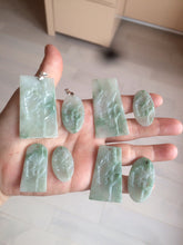 Load image into Gallery viewer, 100% Natural type A light green safe and sound pendant with the carved hieroglyph of &quot;Buddha&quot; jadeite Jade pendant group B99
