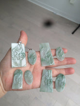 Load image into Gallery viewer, 100% Natural type A light green safe and sound pendant with the carved hieroglyph of &quot;Buddha&quot; jadeite Jade pendant group B99
