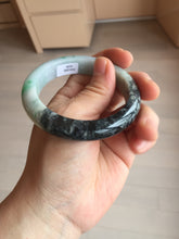 Load image into Gallery viewer, 53.5mm certified 100% natural Type A sunny green dark green purple  jadeite jade bangle AA34-4258
