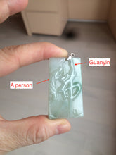 Load image into Gallery viewer, 100% Natural type A light green safe and sound pendant with the carved hieroglyph of &quot;Buddha&quot; jadeite Jade pendant group B99
