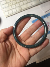Load image into Gallery viewer, 60.5mm Certified Type A 100% Natura dark blue/green/gray/black Guatemala slim round cut Jadeite bangle AZ153-2062
