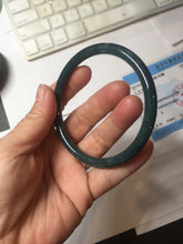 Load image into Gallery viewer, 60.5mm Certified Type A 100% Natura dark blue/green/gray/black Guatemala slim round cut Jadeite bangle AZ153-2062
