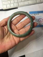 Load image into Gallery viewer, 60.9mm certified type A 100% Natural dark green gray Jadeite jade bangle PJ49-2865
