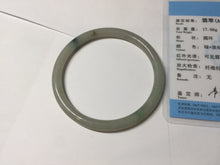 Load image into Gallery viewer, 56mm Certified Type A 100% Natural sunny green/black/gray with dark green floating flowers slim round cut Jadeite bangle PD78-5771
