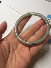 Load image into Gallery viewer, 56mm Certified Type A 100% Natural sunny green/black/gray with dark green floating flowers slim round cut Jadeite bangle PD78-5771
