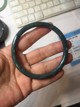 Load image into Gallery viewer, 60.5mm Certified Type A 100% Natura dark blue/green/gray/black Guatemala slim round cut Jadeite bangle AZ153-2062

