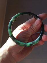 Load image into Gallery viewer, 60.7mm Certified 100% Natural Fresh Young Green/Dark Green/Black Green Ink Painting (绿水墨) Round Cut Nephrite (Wulanhai 乌兰海碧玉) Bangle HF136-7318
