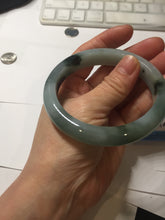 Load image into Gallery viewer, 59.3mm Certified type A 100% Natural oily dark green gray black(油青) Jadeite bangle PE31-2121
