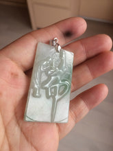 Load image into Gallery viewer, 100% Natural type A light green safe and sound pendant with the carved hieroglyph of &quot;Buddha&quot; jadeite Jade pendant group B99
