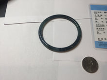 Load image into Gallery viewer, 56.7mm Certified Type A 100% Natura dark blue/green/gray/black/purple Guatemala slim round cut Jadeite bangle AZ154-5525
