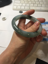 Load image into Gallery viewer, 59.3mm Certified type A 100% Natural oily dark green gray black(油青) Jadeite bangle PE31-2121
