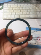 Load image into Gallery viewer, 56.7mm Certified Type A 100% Natura dark blue/green/gray/black/purple Guatemala slim round cut Jadeite bangle AZ154-5525
