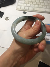 Load image into Gallery viewer, 59.3mm Certified type A 100% Natural oily dark green gray black(油青) Jadeite bangle PE31-2121
