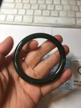 Load image into Gallery viewer, 53.6mm certified 100% Natural dark green/black round cut nephrite (碧玉)  bangle HN148-0508

