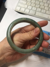 Load image into Gallery viewer, 60.9mm certified type A 100% Natural dark green gray Jadeite jade bangle PJ49-2865
