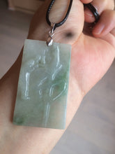 Load image into Gallery viewer, 100% Natural type A light green safe and sound pendant with the carved hieroglyph of &quot;Buddha&quot; jadeite Jade pendant group B99
