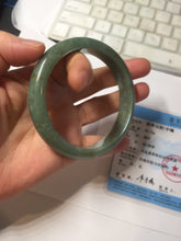 Load image into Gallery viewer, 60.9mm certified type A 100% Natural dark green gray Jadeite jade bangle PJ49-2865
