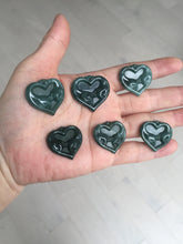 Load image into Gallery viewer, 100% Natural type A dark green/blue/black heart pinky promise(执子之手，与子偕老) Guatemala jadeite Jade pendant AX143
