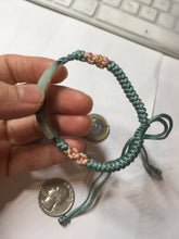 Load image into Gallery viewer, Type A 100% Natural green with dark green flying flower rectangle woven thread Jadeite Jade bracelet PH70
