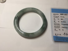 Load image into Gallery viewer, 59.2mm certified 100% natural Type A watermelon-rind green white Cool White Base with Misty Green Patches jadeite bangle PE32-2125

