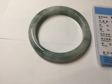Load image into Gallery viewer, 59.2mm certified 100% natural Type A watermelon-rind green white Cool White Base with Misty Green Patches jadeite bangle PE32-2125
