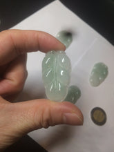 Load image into Gallery viewer, Certified type A 100% Natural icy watery green Jadeite Jade leaf pendant BH59-5-2611
