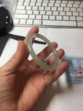 Load image into Gallery viewer, 54mm Certified 100% Natural icy watery light yellow gray crystal sugar (黄冰糖) nephrite jade bangle HN142-3360
