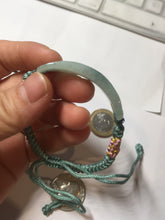 Load image into Gallery viewer, Type A 100% Natural green with dark green flying flower rectangle woven thread Jadeite Jade bracelet PH70
