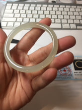 Load image into Gallery viewer, 54mm Certified 100% Natural icy watery light yellow gray crystal sugar (黄冰糖) nephrite jade bangle HN142-3360
