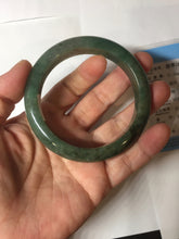 Load image into Gallery viewer, 56.8mm Certified 100% natural Type A oily dark green/ gray (老油青) jadeite jade bangle PC1-0375
