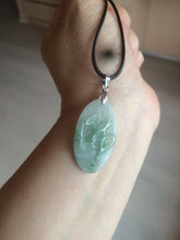 Load image into Gallery viewer, 100% Natural type A light green safe and sound pendant with the carved hieroglyph of &quot;Buddha&quot; jadeite Jade pendant group B99
