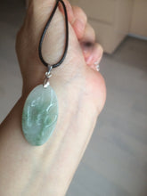 Load image into Gallery viewer, 100% Natural type A light green safe and sound pendant with the carved hieroglyph of &quot;Buddha&quot; jadeite Jade pendant group B99
