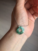 Load image into Gallery viewer, 16.3mm Type A 100% Natural sunny green Jadeite Safety Guardian Button donuts pendant PF52
