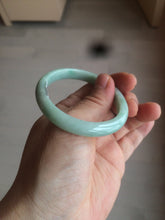 Load image into Gallery viewer, 49mm certified 100% natural Type A light green/white oval jadeite jade bangle BG28-5445
