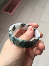 Load image into Gallery viewer, 48mm certified 100% natural type A dark green white purple Snowy Pine Forest square style jadeite bangle BH114-6910
