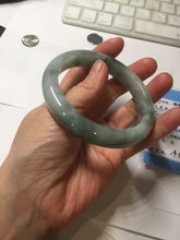 Load image into Gallery viewer, 59.2mm certified 100% natural Type A watermelon-rind green white Cool White Base with Misty Green Patches jadeite bangle PE32-2125
