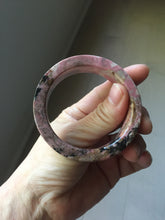 Load image into Gallery viewer, 50.5mm 100% natural pink/black/brown/black chubby round cut rose stone (Rhodonite) bangle SY135
