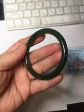 Load image into Gallery viewer, 51.2mm certified 100% Natural dark green/black round cut nephrite (碧玉)  bangle HN147-0523
