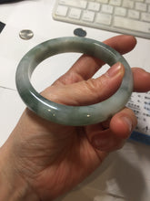 Load image into Gallery viewer, 59.2mm certified 100% natural Type A watermelon-rind green white Cool White Base with Misty Green Patches jadeite bangle PE32-2125
