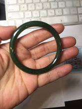 Load image into Gallery viewer, 51.2mm certified 100% Natural dark green/black round cut nephrite (碧玉)  bangle HN147-0523
