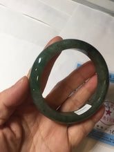 Load image into Gallery viewer, 56.8mm Certified 100% natural Type A oily dark green/ gray (老油青) jadeite jade bangle PC1-0375
