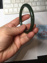 Load image into Gallery viewer, 51.2mm certified 100% Natural dark green/black round cut nephrite (碧玉)  bangle HN147-0523
