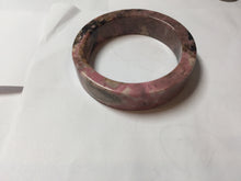 Load image into Gallery viewer, 50.5mm 100% natural pink/black/brown/black chubby round cut rose stone (Rhodonite) bangle SY135
