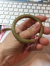 Load image into Gallery viewer, 48-53 mm Type A 100% Natural yellow brown Jadeite oval/round Jade bangle group girl/small adult hand Z45
