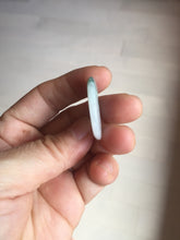 Load image into Gallery viewer, 28mm Type A 100% Natural white purple with green floating flowers Jadeite Jade Safety Guardian Button donuts couple pendant PB188
